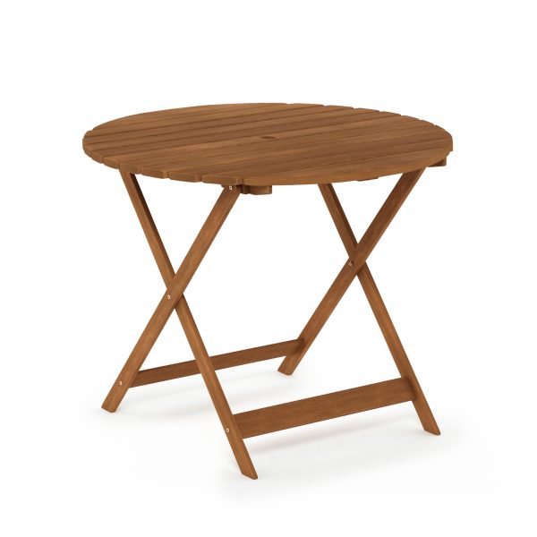 Furinno Furinno Tioman Outdoor Hardwood Nation Round Folding Table With Umbrella Hole