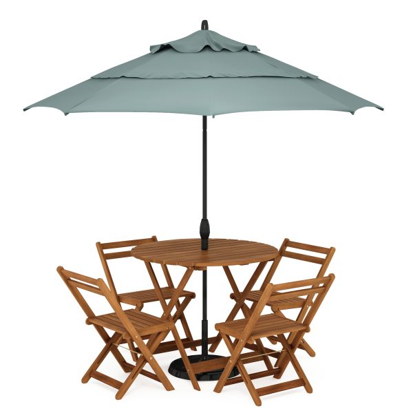 Furinno Furinno Tioman Outdoor Hardwood Nation Round Folding Table With Umbrella Hole