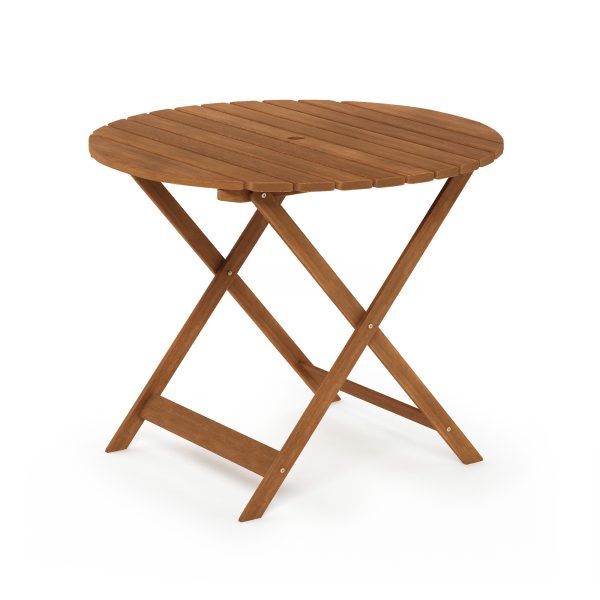 furinno Furinno Tioman Outdoor Hardwood Nation Round Folding Table with Umbrella Hole