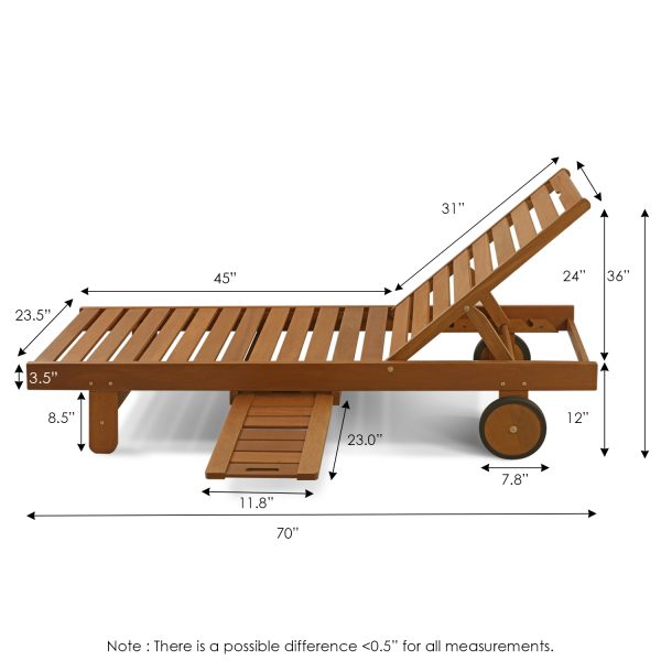 Furinno Furinno Tioman Outdoor Hardwood Sun Lounger With Tray
