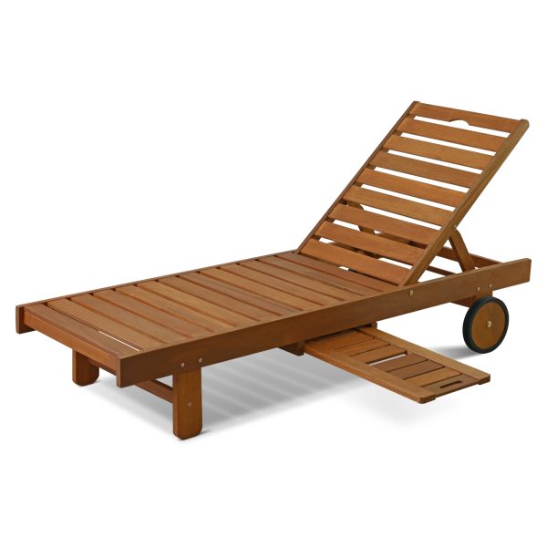 furinno Furinno Tioman Outdoor Hardwood Sun Lounger with Tray