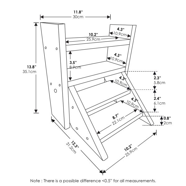 Furinno Furinno Tioman Outdoor Hardwood Tabletop Mini Planter Ladder Display Shelf