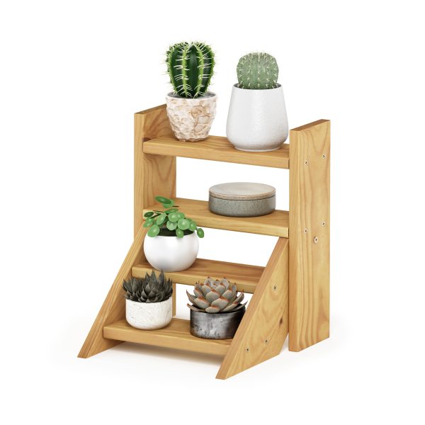 Furinno Furinno Tioman Outdoor Hardwood Tabletop Mini Planter Ladder Display Shelf