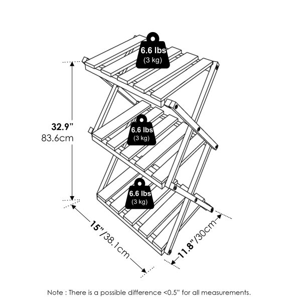 Furinno Furinno Tioman Outdoor Toolless Multipurpose Folding Display Shelf Plant Stand Side Table 3-Tier