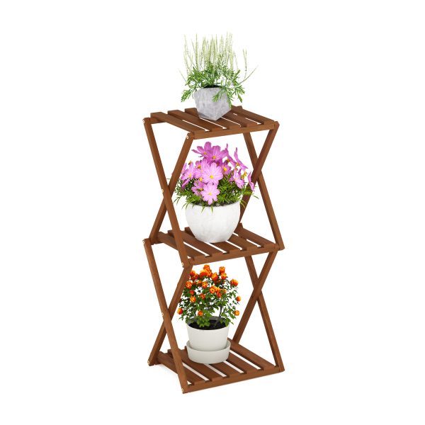 Furinno Furinno Tioman Outdoor Toolless Multipurpose Folding Display Shelf Plant Stand Side Table 3-Tier