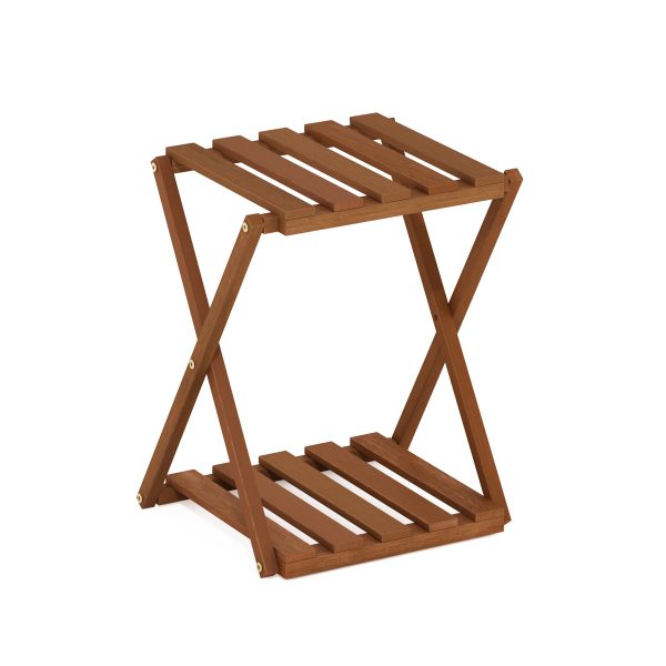 furinno Furinno Tioman Outdoor Toolless Multipurpose Folding Display Shelf Plant Stand Side Table 2-Tier