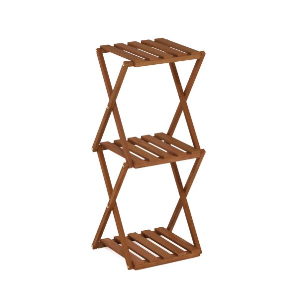 furinno Furinno Tioman Outdoor Toolless Multipurpose Folding Display Shelf Plant Stand Side Table 3-Tier