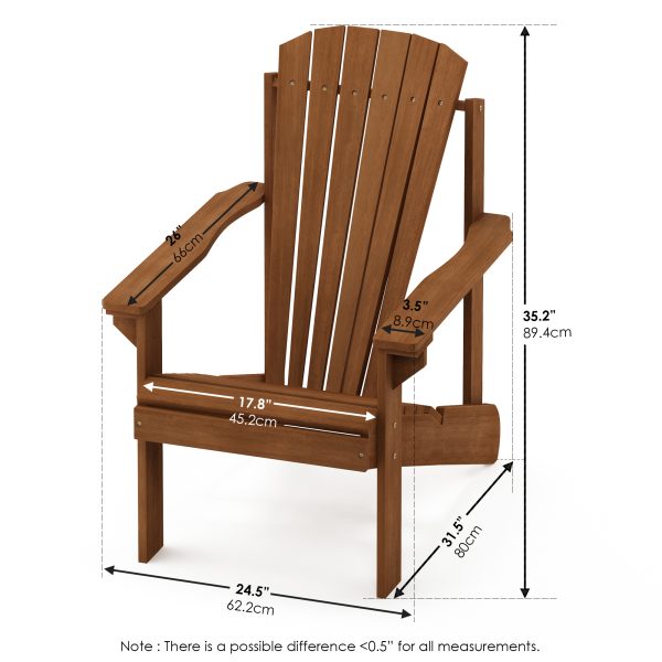 Furinno Furinno Tioman Small Hardwood Adirondack Patio Chair In Teak Oil
