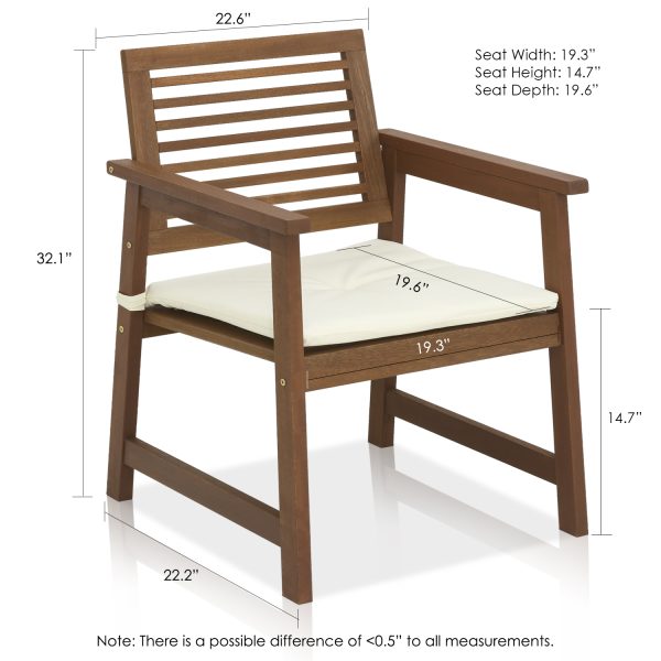 Furinno Furinno Tioman Teak Hardwood Outdoor Armchair With Cushion Set Of Two
