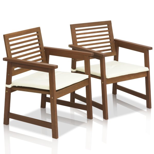 furinno Furinno Tioman Teak Hardwood Outdoor Armchair with Cushion Set of Two