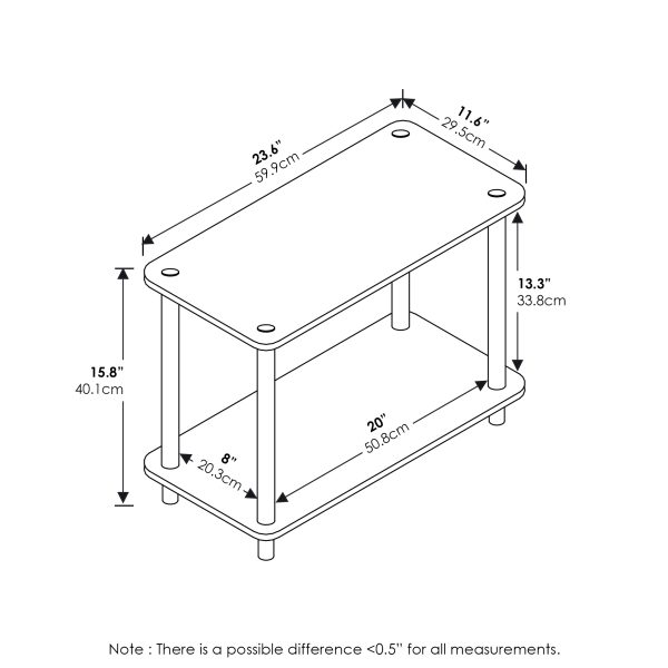 Furinno Furinno Turn-N-Tube 2-Tier No Tools Tube Shelf/End Table