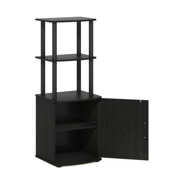 Furinno Furinno Turn-N-Tube 2-Tier Tall TV Entertainment Side Table Display Rack With Storage Cabinet Blackwood
