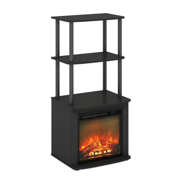 furinno Furinno Turn-N-Tube 2-Tier Tall TV Entertainment Side Table Display Rack with Fireplace Insert