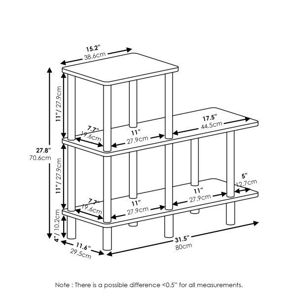Furinno Furinno Turn-N-Tube 3-Tier Cube Ladder Shelf