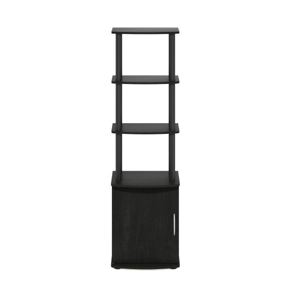 Furinno Furinno Turn-N-Tube 3-Tier Tall TV Entertainment Side Table Display Rack With Storage Cabinet Blackwood