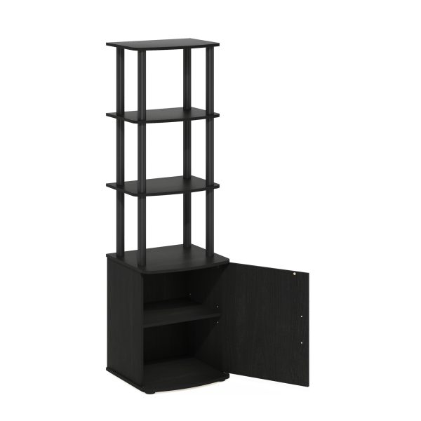 Furinno Furinno Turn-N-Tube 3-Tier Tall TV Entertainment Side Table Display Rack With Storage Cabinet Blackwood