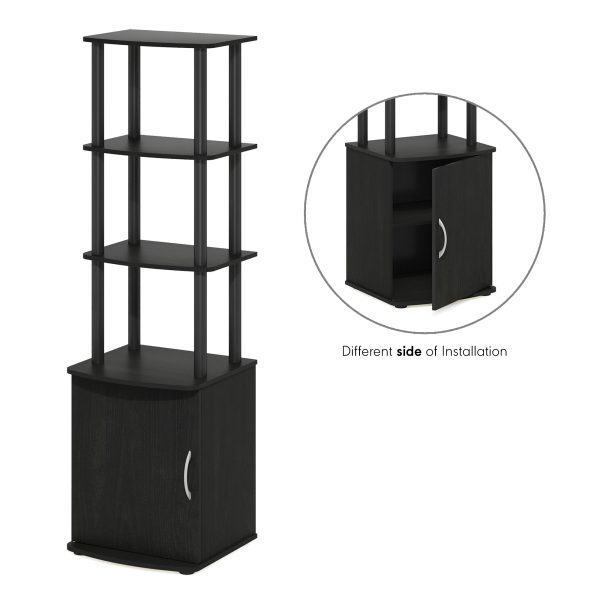 furinno Furinno Turn-N-Tube 3-Tier Tall TV Entertainment Side Table Display Rack with Storage Cabinet Blackwood