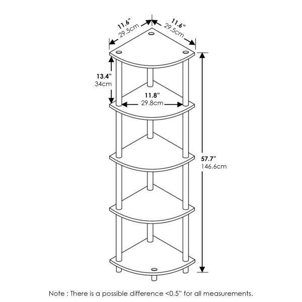 Furinno Furinno Turn-N-Tube 5-Tier Corner Multipurpose Display Shelves