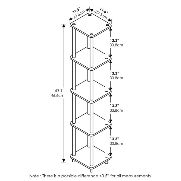 Furinno Furinno Turn-N-Tube 5-Tier Corner Square Rack Display Shelf