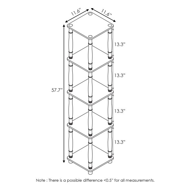 Furinno Furinno Turn-N-Tube 5-Tier Corner Square Rack Display Shelf With Classic Tube