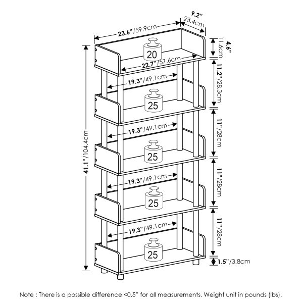 Furinno Furinno Turn-N-Tube 5-Tier Toolless Display Rack