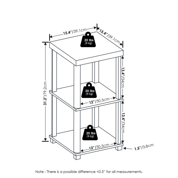 Furinno Furinno Turn-N-Tube Classic 3-Tier End Table Side Table