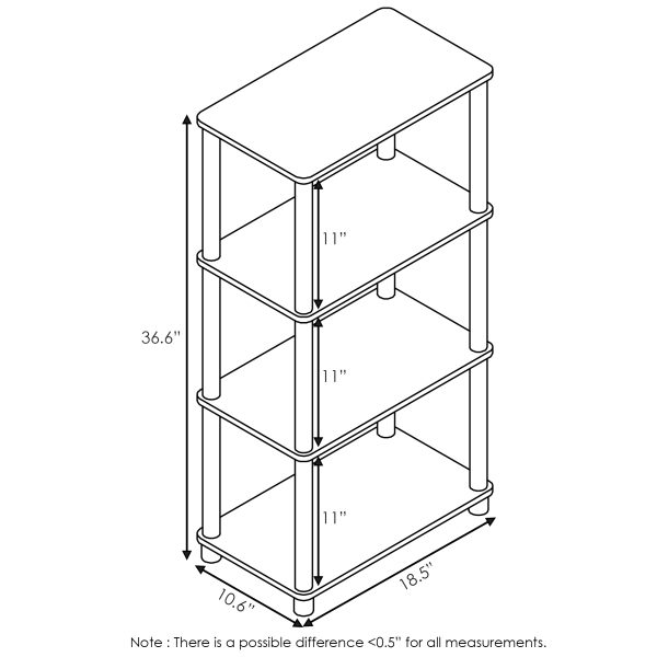 Furinno Furinno Turn-N-Tube No Tool 4-Tier Storage Shelf