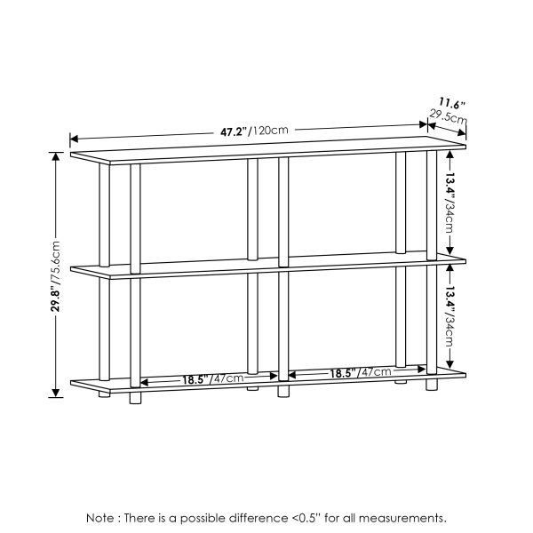 Furinno Furinno Turn-N-Tube No Tools 3-Tier Modern Rectangle Side Display Rack