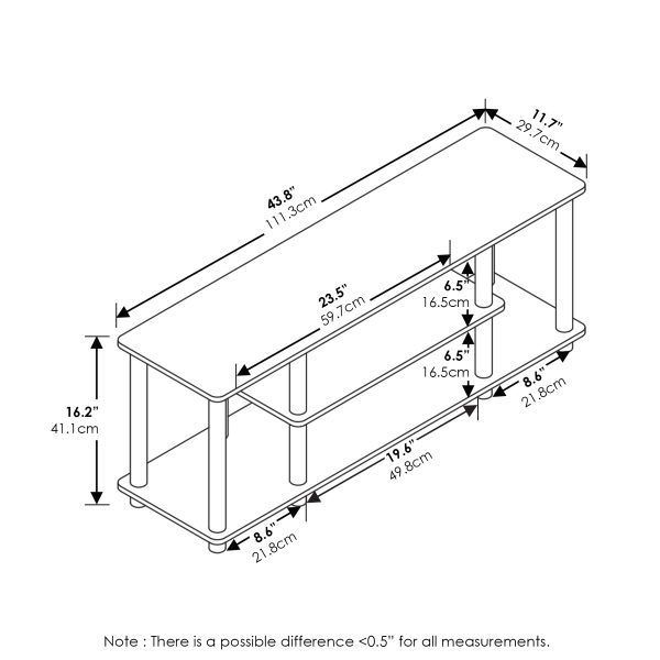 Furinno Furinno Turn-N-Tube No Tools 3D 3-Tier Entertainment TV Stand For TV Up To 50 Inch