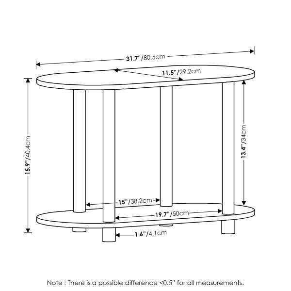Furinno Furinno Turn-N-Tube No Tools Modern Oval Side Table