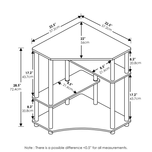 Furinno Furinno Turn-N-Tube Space Saving Corner Desk With Shelves