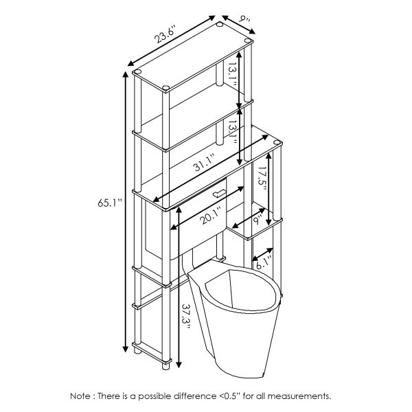 Furinno Furinno Turn-N-Tube Toilet Space Saver With 5 Shelves