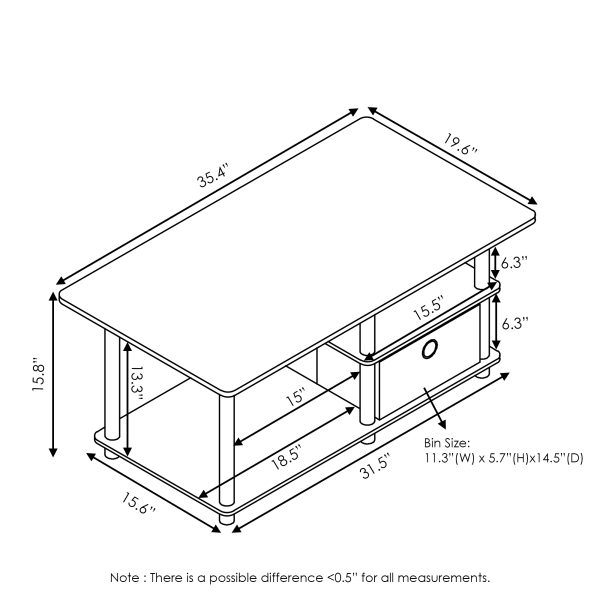 Furinno Furinno Turn-N-Tube TV Stand For TV Up To 45 Inch With Storage Bin