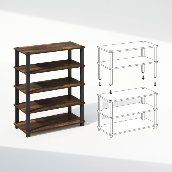 Furinno Furinno Turn-S-Tube 3-Tier Multipurpose Standing Shelves Set Of 2