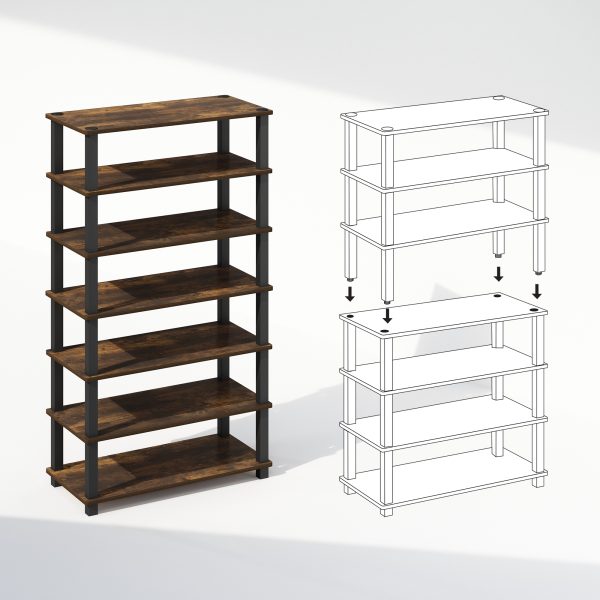 Furinno Furinno Turn-S-Tube 4-Tier Multipurpose Standing Shelves Set Of 2