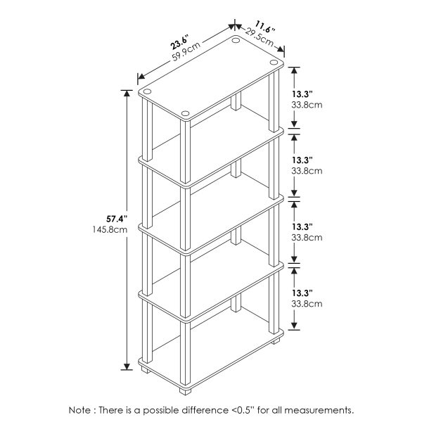 Furinno Furinno Turn-S-Tube 5-Tier Multipurpose Shelf Display Rack With Square Tubes