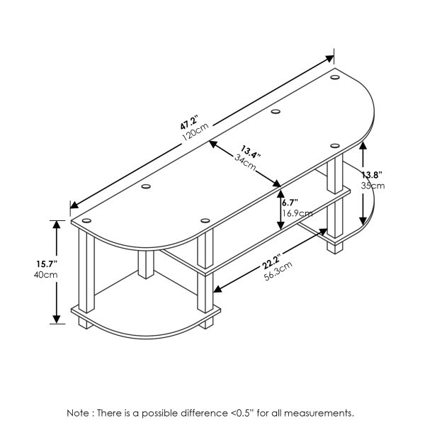 Furinno Furinno Turn-S-Tube Wide TV Entertainment Center For TV Up To 50 Inch