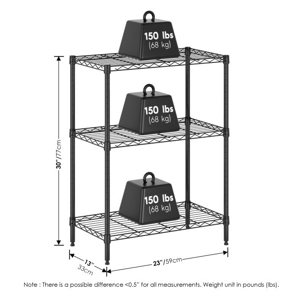 Furinno Furinno Wayar 3-Tier Metal Storage Shelf Rack 23 X 13 X 30