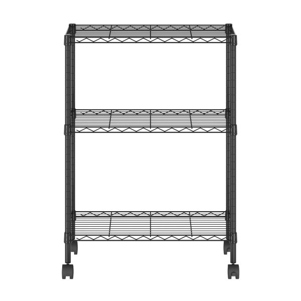 Furinno Furinno Wayar 3-Tier Metal Storage Shelf Rack Cart With Casters 23 X 13 X 30