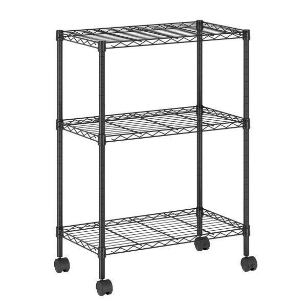 furinno Furinno Wayar 3-Tier Metal Storage Shelf Rack Cart with Casters 23 x 13 x 30