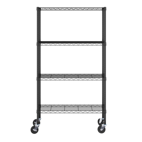 Furinno Furinno Wayar 4-Tier Metal Storage Shelf Rack Cart With Casters 36 X 14 X 58