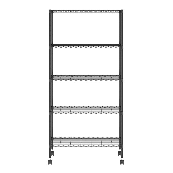 Furinno Furinno Wayar 5-Tier Metal Storage Shelf Rack Cart With Casters 30 X 14 X 60