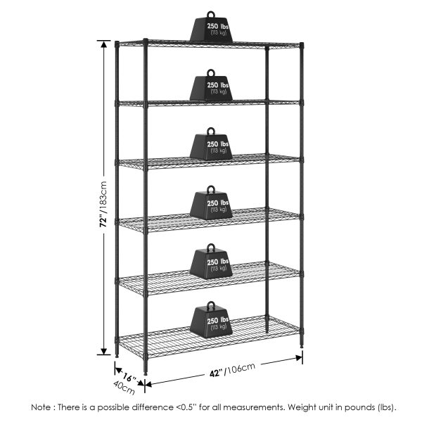 Furinno Furinno Wayar 6-Tier Metal Storage Shelf Rack 42 X 16 X 72