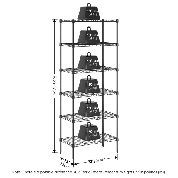 Furinno Furinno Wayar 6-Tier Stackable Metal Storage Shelf Rack 23 X 13 X 59