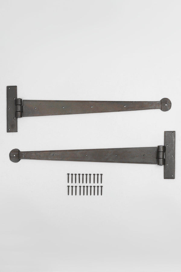 G Decor 18" Coinbase Hand Forged T Hinges Pair In Beeswax Finish