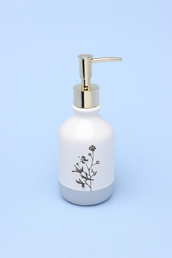 G Decor 3-Piece White Cream Gold + Chrome Bathroom Set Artistic Flowers White