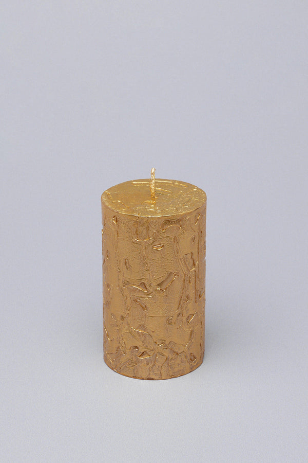 G Decor Adelle Aurelia Gold Signature Waxwork Pillar Candle In Warm Gold Small