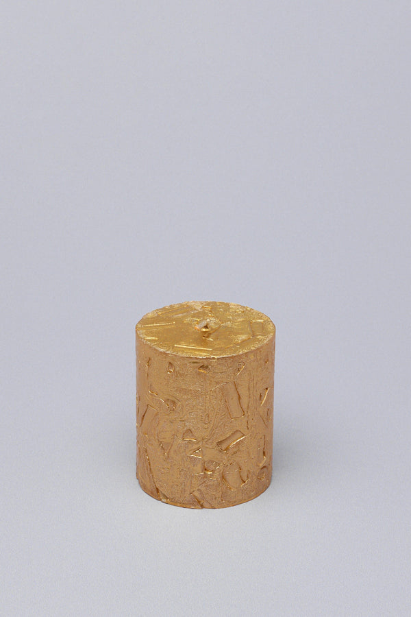 G Decor Adelle Aurelia Gold Signature Waxwork Pillar Candle In Warm Gold Small