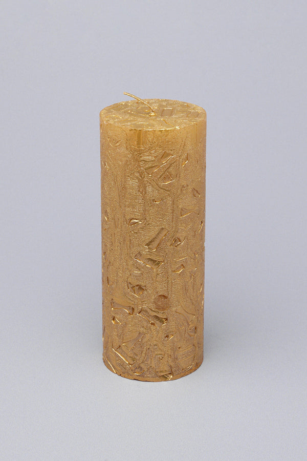 G Decor Adelle Aurelia Gold Signature Waxwork Pillar Candle In Warm Gold Small