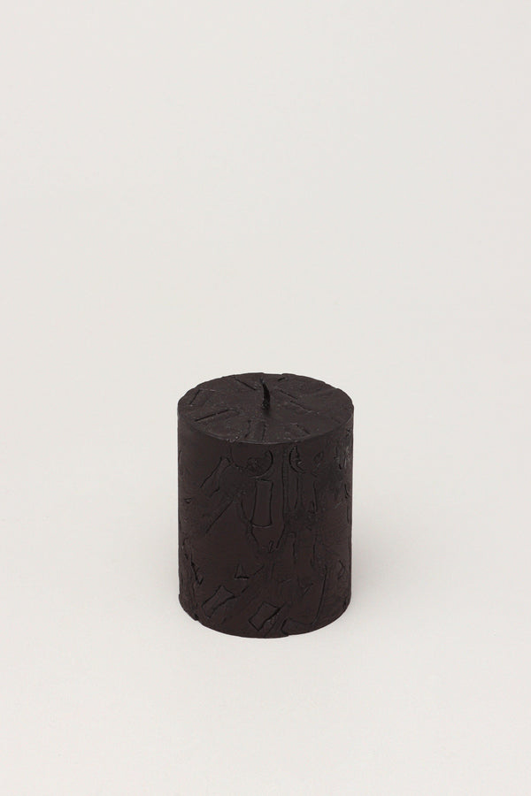 G Decor Adelle Obsidian Matte Signature Waxwork Pillar Candle In Deep Black Small